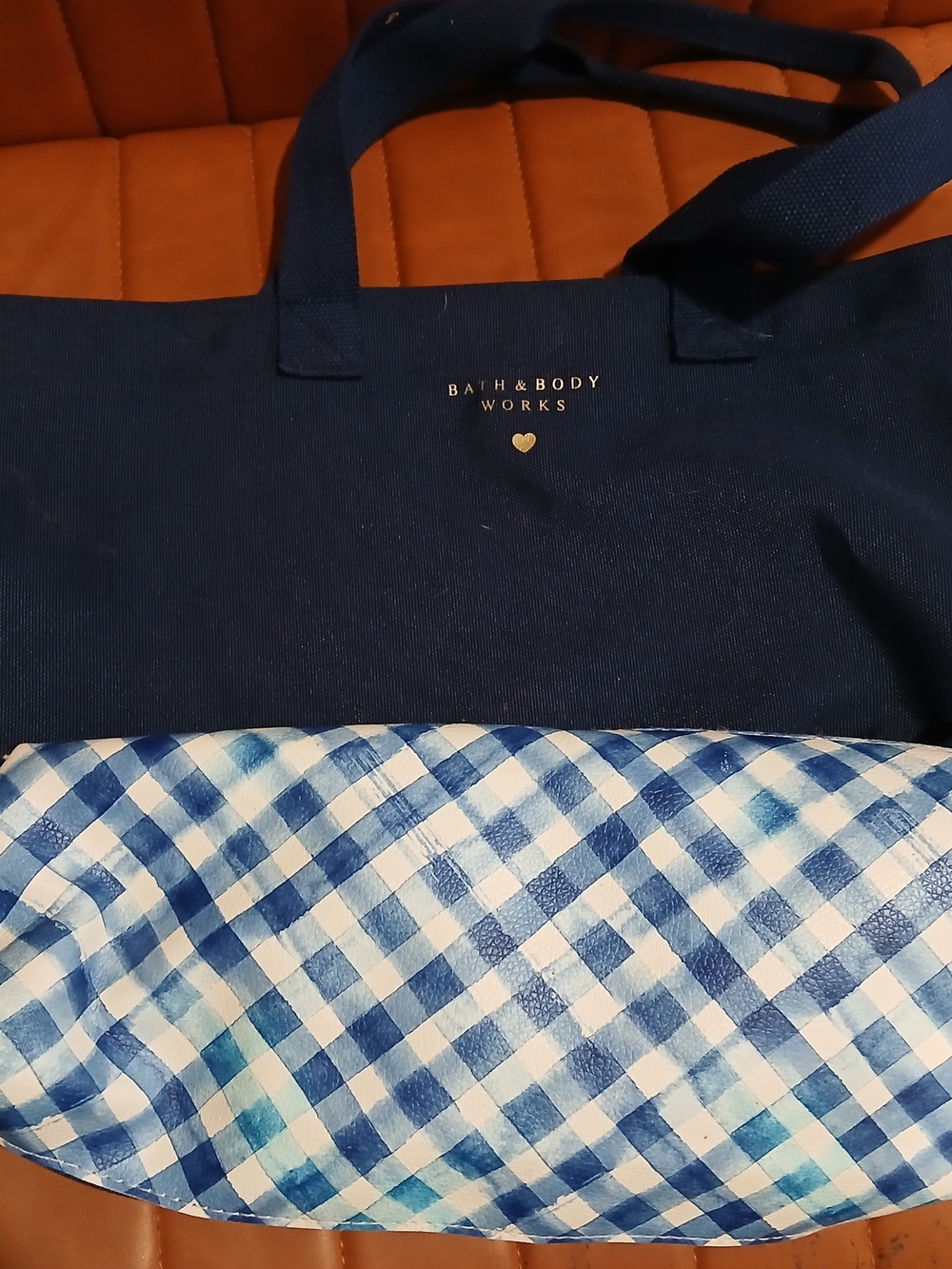 Bath & Body Works Navy & Blue Gingham Tote Bag - NWT MSRP $24.50